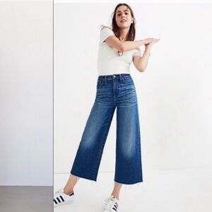 Madewell Perfect wide leg crop Jean size 29 6 8 M medium raw hem denim pants
